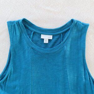 J. Jill Blue Summer Beach Vacation Midi Sleeveless Dress Pockets Medium Petite